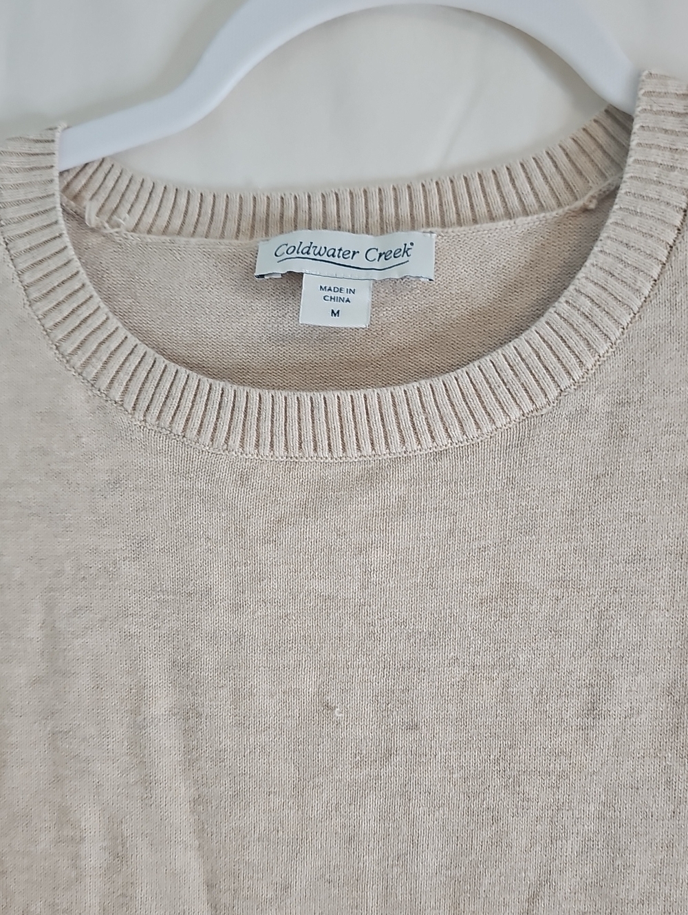 Coldwater Creek 100% Cotton Beige Crewneck Sweater with Horse Print - Picture 2 of 7